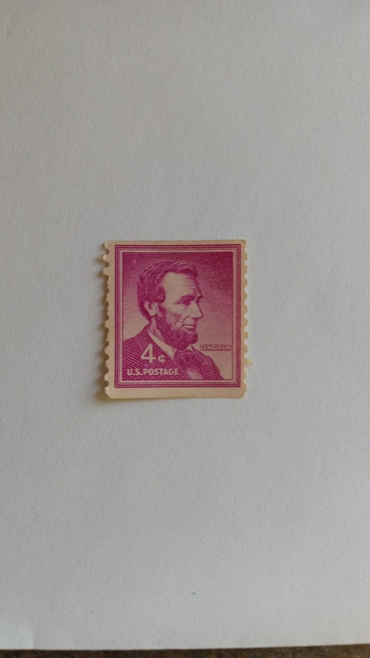 Abraham Lincoln 4 cent stamp purple very rare, Gem! - Image 1 of 3
