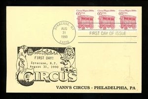 US FDC #2452 Vann's Circus / LGS Card 1990 Syracuse NY Circus Wagon 1st Cachet - Picture 1 of 2