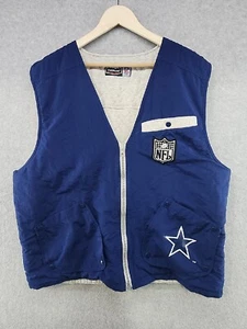 NFL Dallas Cowboy Quilted Lightweight Vest Mens Sz L Removable Pockets BLUE Vtg - Picture 1 of 21