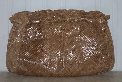 Cartera sin asas Koret vintage años 70 piel de serpiente marrón claro correa para el hombro cordón Foto 1 de 4