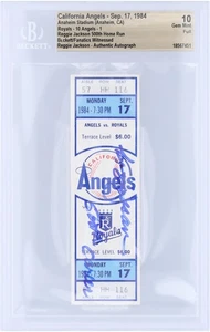 Reggie Jackson Angels Autographed 9/17/1984 Career HR 500 BAS 10 Ticket w/Insc - Picture 1 of 2