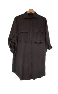 Zara Basic Hemdblusenkleid Größe S Damen Grün Khaki 3/4 Ärmel Polyester Kleid - Bild 1 von 10