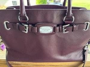 Michael Kors Purse Large Tote Leather Hamilton Merlot Wine 38S6XHMT3L - Picture 1 of 15