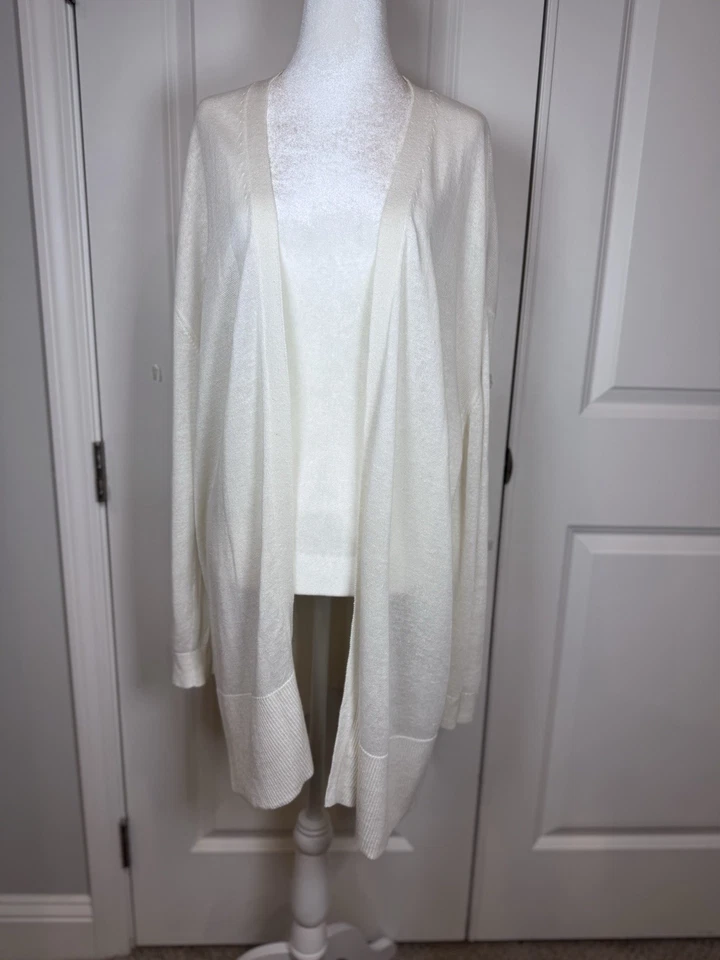 Ann Taylor льняная смесь длинная линия кардиган слоновой кости XXL классический гардероб тихий люксур - Изображение 1 из 4