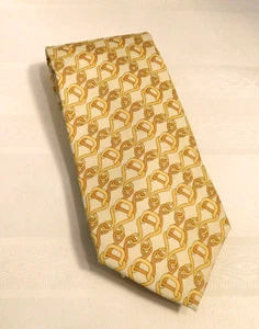 GUCCI Golden Yellow Fancy Horsebit Pattern Silk Tie, Made In Italy, Never Worn - Picture 1 of 8