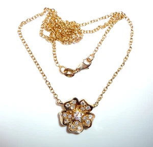 Halskette Collier 750 Gold 0.65ct Diamant/Brillanten Blüte Blume 7,7 g - Picture 1 of 11