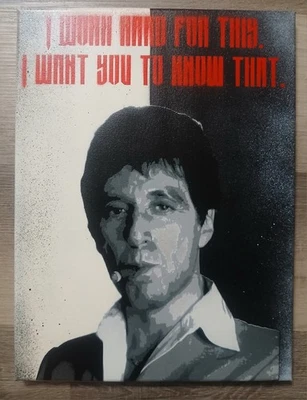 Pintura original sobre lienzo 11x14. Scarface. Tony Montana. Al Pacino Foto 1 de 4