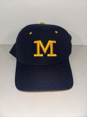 Vintage Michigan Wolverines Hat Cap Blue Zephyr Graf-x Fitted Size 7 5/8 - Image 1 of 4