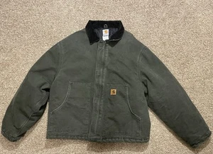 Vintage Carhartt J22 MOS Arctic Quilt Lined Moss Duck Work Jacket Green 2XL XXL - Picture 1 of 9