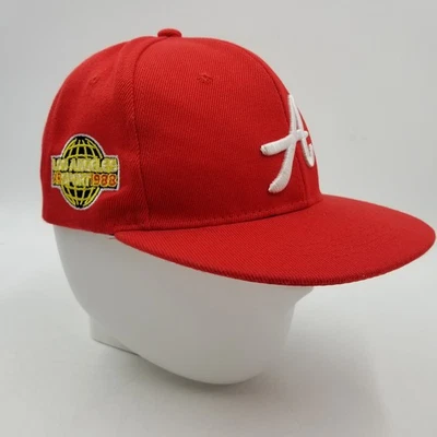 Atlanta Braves Cap Hat Adjustable Red Flat Bill Los Angeles AR Sport 1988 - Image 1 of 4
