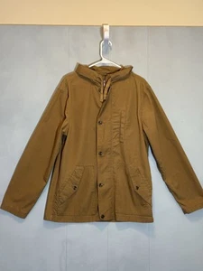 Men’s Gap Cargo Khaki Sportsman Utility Jacket Sz L Hooded Pockets Full Zip - Picture 1 of 11