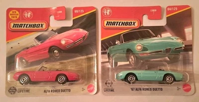 MATCHBOX '67 ALFA ROMEO DUETTO, GREEN & RED, PAIR, SHORT CARDS, STUNNING! 🇮🇹 - Image 1 of 4
