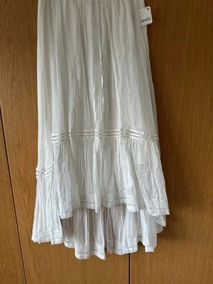 BNWT Free People One white cotton lace maxi skirt L boho UK 12 - 18 ribbon boho - Imagem 1 de 4