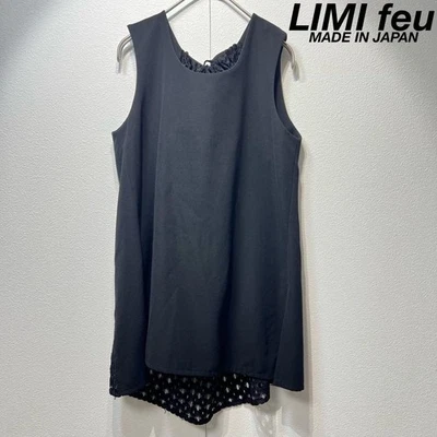 Blusa sin mangas Limi Feu para mujer negra con diseño de acoplamiento de encaje S Foto 1 de 4