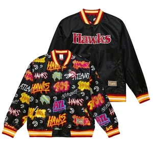 Mitchell & Ness Hawks Men’s Large Slap Sticker Varsity Jacket Black Reversible  - Bild 1 von 10