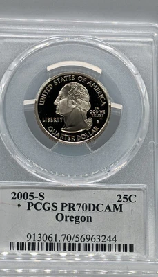 2005 S 25C Clad Oregon Quarter PCGS PR70DCAM #244 Transparent Pricing - Image 1 of 2