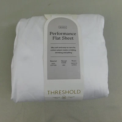 Threshold Performance Cotton Sateen Flat Sheet - White, Queen #8739 - Image 1 of 4