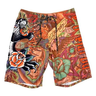 Bañador Ed Hardy Board Shorts Para Hombre Talla 34 Surf Y2K Gráfico Multicolor Foto 1 de 4