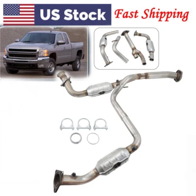 Y Pipe Catalytic Converter For GMC Sierra / Silverado 2500 3500 HD 6.0L 07-10 US — 第 1/4 张图片