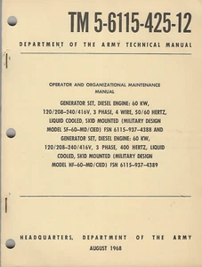 Historical book for Generator Set, Diesel Engine, 60 KW. HF-60-MD/(CIED), Oper - Foto 1 di 1
