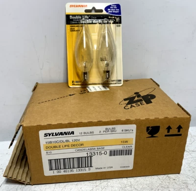 Slyvania 15B10C/DL/BL Double Life Decor Candelabra Base 120V 15W (lot of 60) - Image 1 of 4