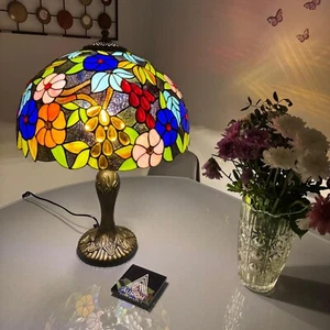 Handcrafted 16-Inch Tiffany-Style Stained Glass Table Lamp for Living Room UK - Picture 1 of 6
