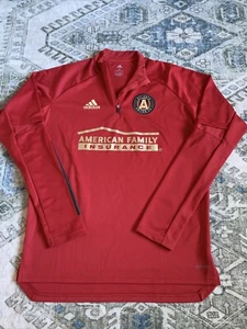 Atlanta United Pullover Men Medium Aeroready 1/4 Zip Red Long Sleeve Adidas - Picture 1 of 10
