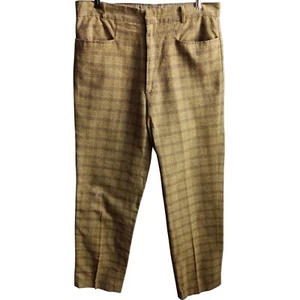 32x29 Vintage 1960's Men's Golden Plaid Mod Trousers Pants Mr Leggs Perm Press - Picture 1 of 8