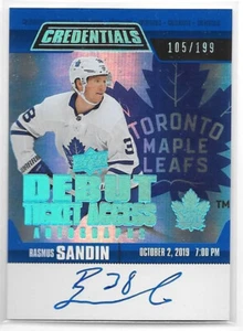 2019-20 Upper Deck Credentials Debut Ticket Autograph #RTAARS Rasmus Sandin /199 - Picture 1 of 2