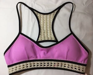 VICTORIAS SECRET SWIM LONG LINE SURF CROCHET PURPLE LARGE BIKINI TOP NWT E656 - Picture 1 of 2
