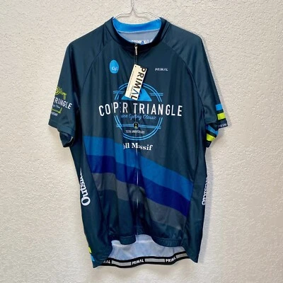 Primal Cycling Jersey Men’s 2XL “Copper Triangle” Sport Cut Raglan Full Zip Blue - Image 1 of 4