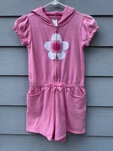 Gymboree Pink Hooded Shorts Romper Girls Size 10 Full Zip Front Summer Jumper - Picture 1 of 4
