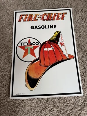 Fire Chief Gasoline Metal Sign - Red and White - Imagem 1 de 4