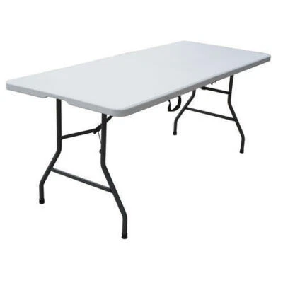 6' Bi-Fold Portable Banquet Table Off White Resin 29" x 72" Easy Store w/ Handle - Image 1 of 4