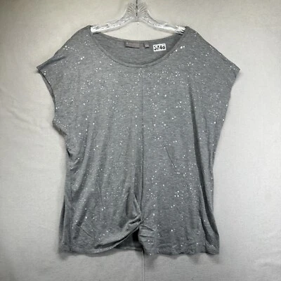 Top para mujer Evolution by cyrus grande gris brillante plata manchas "nudo" frente Foto 1 de 4