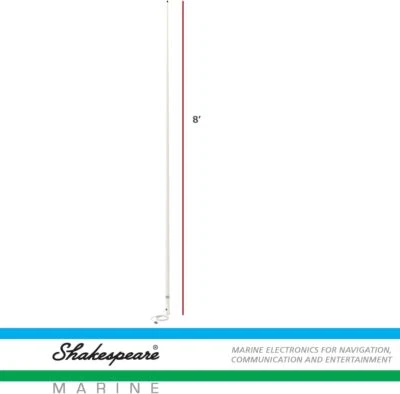 Shakespeare 8ft Marine Boat VHF Radio Antenna w/Nylon Ferrule 15ft Cable 5206-N - Image 1 of 4