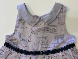 Gymboree Petite Mademoiselle Sz 8 Lavender Paris Scenic Eiffel Tower Print Dress - Picture 1 of 3