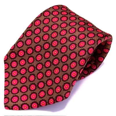 Corbata Kiton Napoli 7 Pliegues Impresionante Roja Micro Floral Lujo Elegante Llamativa Foto 1 de 4