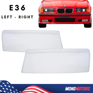 HEADLIGHT LENS GLASS PAIR FOR BMW E36 3 SERIES 1990-2000 Headlight CLEAR LENS - Picture 1 of 5