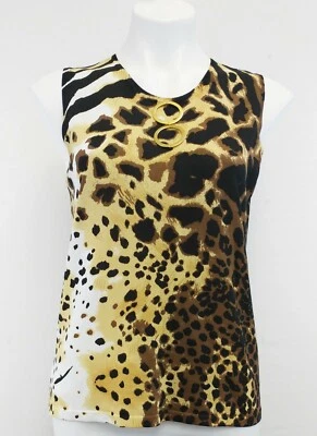 Joseph A. Women Shirt, Size Large, brown animal print, viscose, nylon - Image 1 of 4