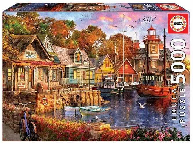 EDUCA Puzzle "Abends am Hafen" 5000 Teile - Neu & OVP, Hafenmotiv, 136x96 cm