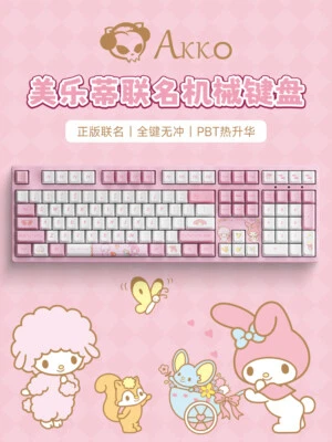 AKKO My Melody Keyboard PBT Keycaps 108 keys USB Mechanical Keyboard Girl Gift - Image 1 of 4