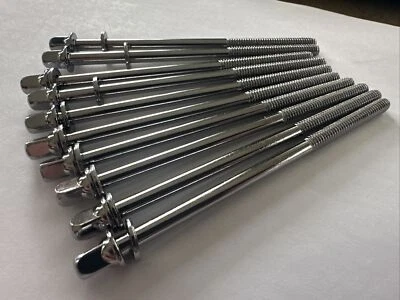 10 Drum Tension Rods 4” (102mm) Chrome w/Washers Thread Diameter 7/32" Drum Part - Image 1 of 3