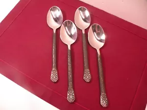 4 Oval Soup Spoons Gourmet Settings AVALON BARCELONA Stainless Flatware 8 1/8" - Picture 1 of 6