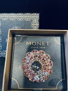 Monet Large 2”Brooch/Pin Pink/Clear Faux Diamonds ~ bumblebee NEW in Box. - Picture 1 of 6