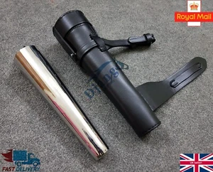 Saddle Hip Flask Top Leather Cased Stainless Steel Fox Hunting Horse Gift Black - Picture 1 of 8