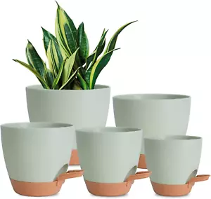 5Pack Self-Watering Planters Flower Plant Pots for Indoor House Plants Drainage - Picture 1 of 7