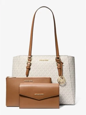 BOLSO BANDOLERA MICHAEL KORS CHARLOTTE GRANDE 3 en 1 con cremallera mk vainilla Foto 1 de 4