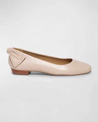 Bernardo Women's Eloise Leather Bow Ballet Flats, Style# HB46J, Size 7.5, Blush - Image 1 of 4