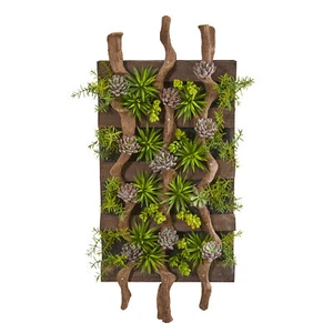 Mixed Succulent Artificial Living Wall Realistic Decor Nearly Natural 41” x 19” - Picture 1 of 2